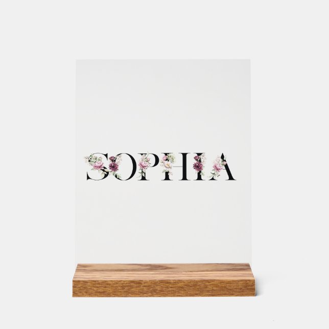 Name Sophia Acrylschild (Vorderseite)