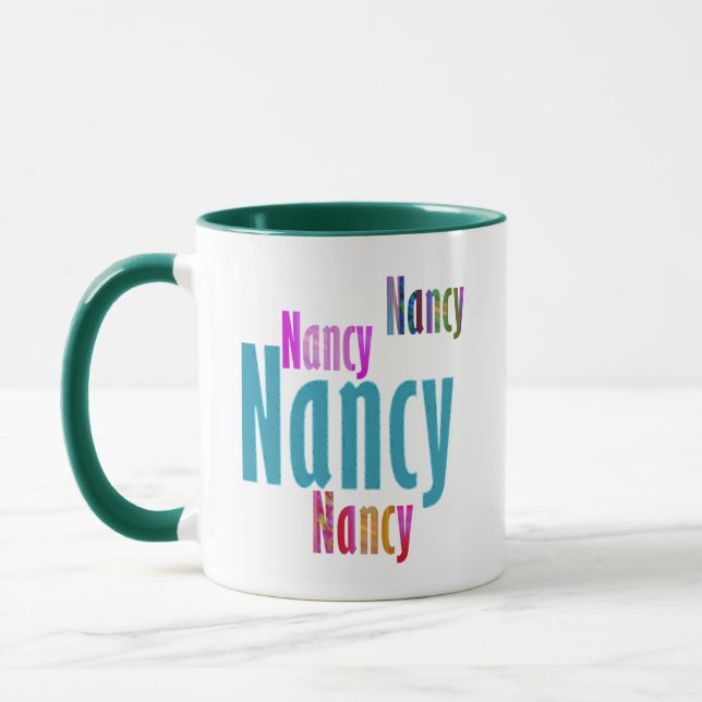Name, Spaß und farbenfrohe rosa blaue Buchstaben " Tasse (Links)