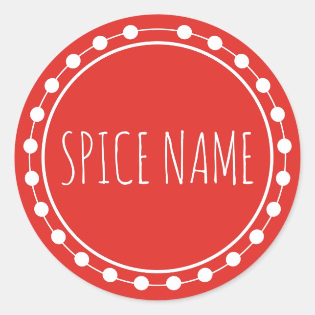 Name Spice Jar Label Red hinzufügen Runder Aufkleber (Vorderseite)