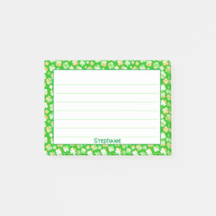 Name: St Patrick's Green/White Kleeblatt Muster Post-it Klebezettel