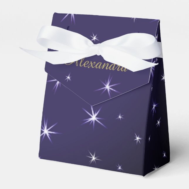 Name Stars Pattern Navy Geschenkschachtel (Vorderseite)