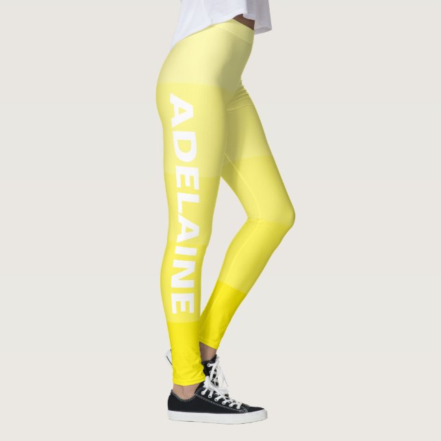 Name | Stilvolle 5 kanarisch-gelbe Schattenblöcke Leggings (Rechts)