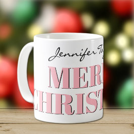 Name, Stilvolles Pink Merry Christmas Classic Kaffeetasse