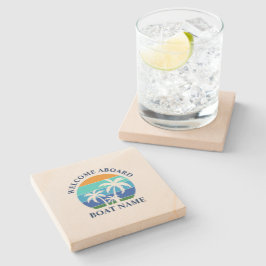 Name Sun Palm Tree Willkommen an Bord Steinuntersetzer