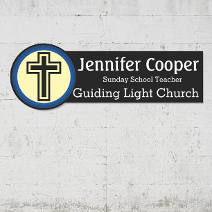 Name Tag Cross Logo Custom Text Church Abzeichen Namensschild