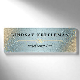 Name-Tag für den blauen und goldenen Glitzer Namenschild