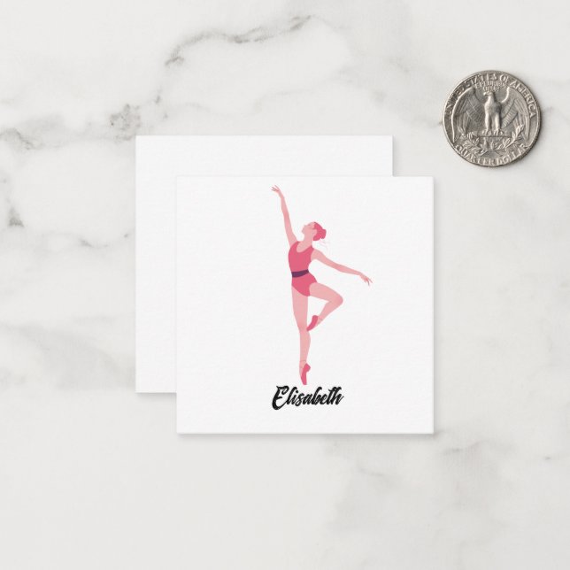 Name Tance ballerina Personalisierung Mitteilungskarte (Vorderseite/Rückseite Beispiel)