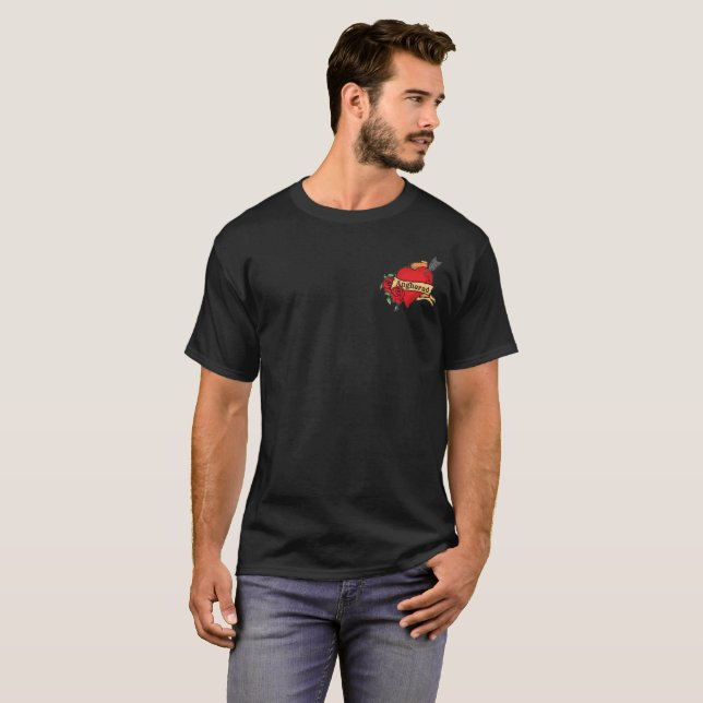 Name-Tätowierung-Ähnliches kleines Herz mit Rosen T-Shirt (Vorne ganz)