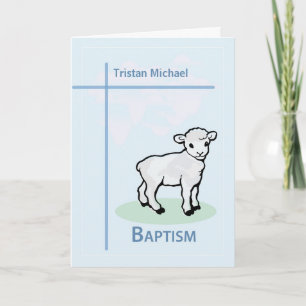 Name Taufe Blue Boy Lamb Karte