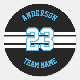 Name, Team und Nummern des Sports Runder Aufkleber