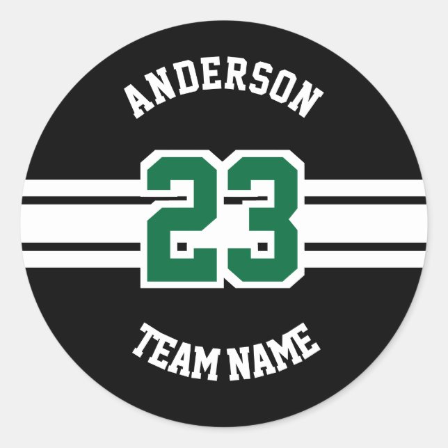 Name, Team und Nummern des Sports Runder Aufkleber (Vorderseite)
