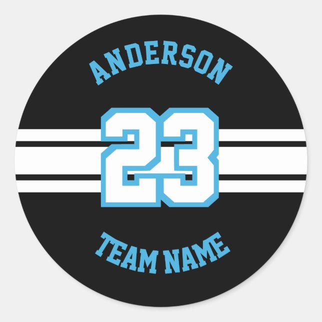 Name, Team und Nummern des Sports Runder Aufkleber (Vorderseite)