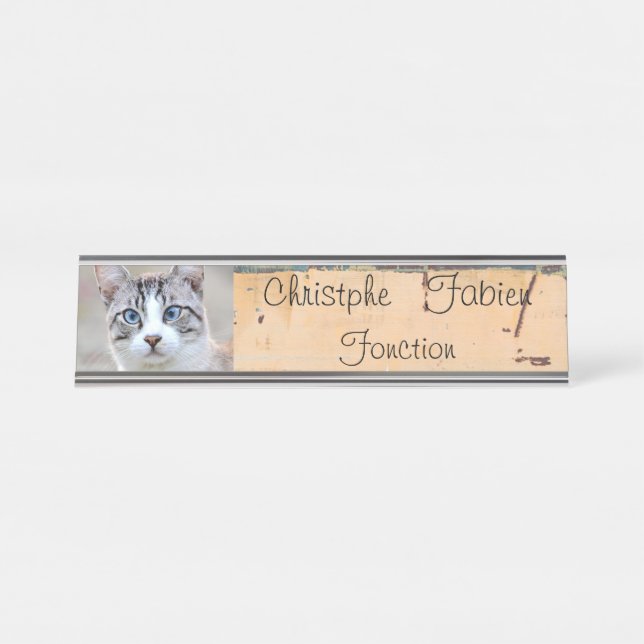Name Teller Katze 2 . Tiere . Schreibtischnamensplakette (Vorderseite )