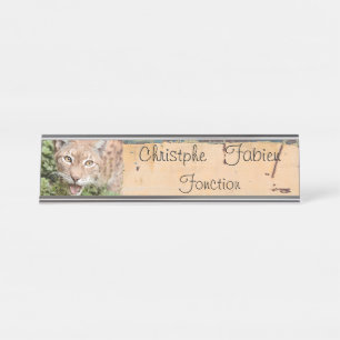 Name Teller Katze lynx 2 . Tiere . Schreibtischnamensplakette