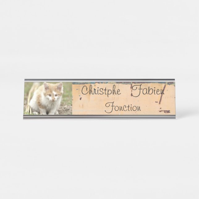 Name Teller Katze Tiere . Schreibtischnamensplakette (Vorderseite )