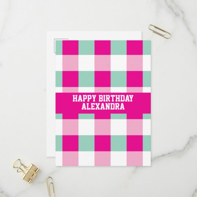 Name Template Happy Birthday Card  Einladungspostkarte (Vorderseite/Rückseite Beispiel)