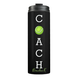 Name-Tennis-Trainer-Schwarzes Thermosbecher