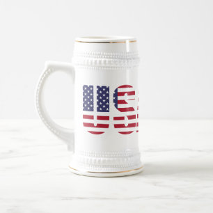 Name, Text auf USA 22oz weißem Gold Stein Krug Bierglas