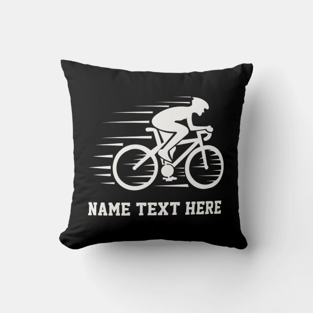 Name / Text Bicycle Speed Rider Racer White auf Kissen (Vorderseite)