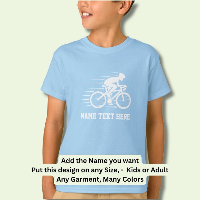 Name / Text Bicycle Speed Rider Racer White auf T-Shirt (Von Creator hochgeladen)