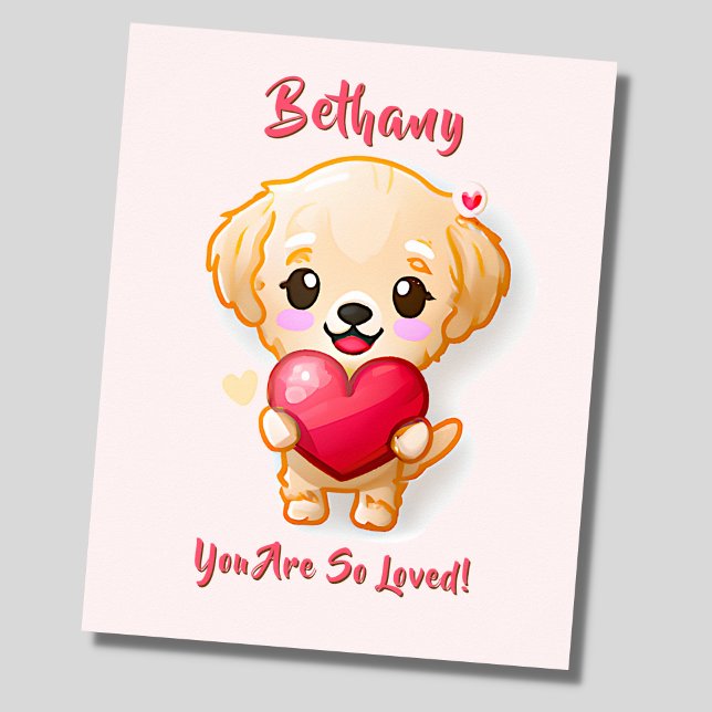 Name Text Golden Retriever Puppy Heart Kinderzimme Poster (Von Creator hochgeladen)