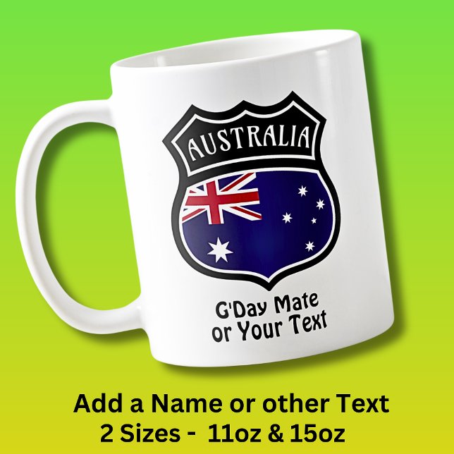 Name & Text hinzufügen - Australienflagge Kaffeetasse (Von Creator hochgeladen)