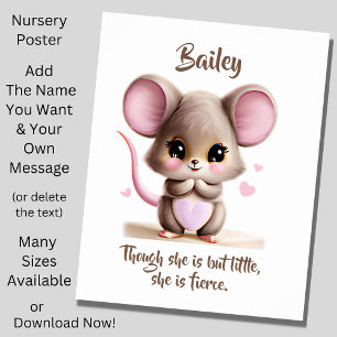 Name Text hinzufügen, Baby Maus mit großen Ohren a Poster