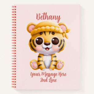 Name Text hinzufügen, Baby Tiger mit Hut auf Baby Notizbuch