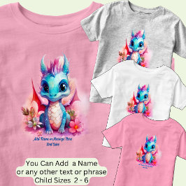 Name Text hinzufügen, Blue Pink Baby Dragon Kleinkind T-shirt