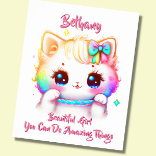 Name Text hinzufügen, Bunter Kitten-Kinderzimmer  Poster