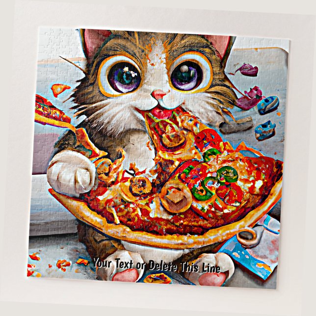 Name Text hinzufügen, Funny Cat Big Eyes und Pizza (Von Creator hochgeladen)