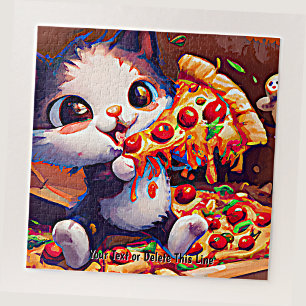 Name Text hinzufügen, Funny Cat Holding Pizza