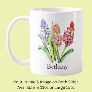 Name Text hinzufügen,  Hyazinthenblumen, Rosa & Vi Kaffeetasse