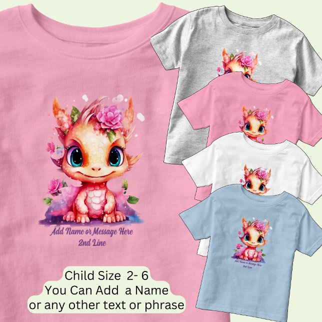 Name Text hinzufügen, Orange Pink Mauve Baby Drago Kleinkind T-shirt (Von Creator hochgeladen)