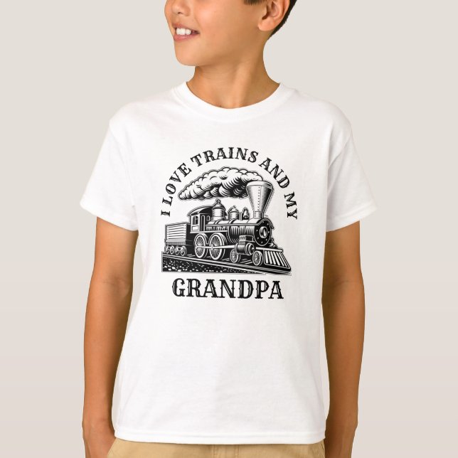 Name Text I Liebe Dampfzüge & Mein Opa ändern T-Shirt (Vorderseite)