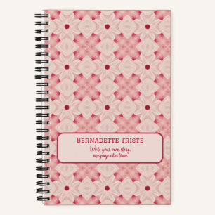 Name Text Rosa Moderne Blumenchic Hübsch Girl Notizbuch