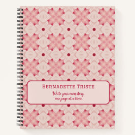Name Text Rosa Moderne Blumenchic Hübsch Girl Notizbuch