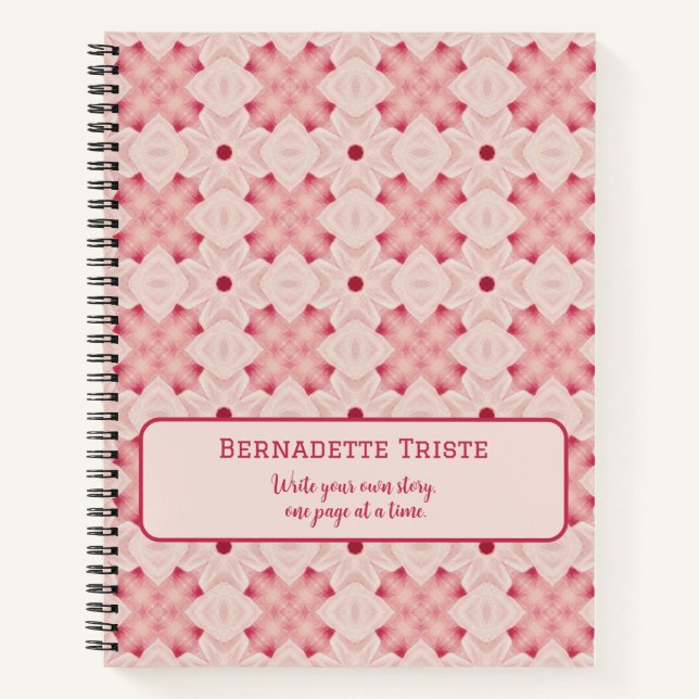 Name Text Rosa Moderne Blumenchic Hübsch Girl Notizbuch (Vorderseite)