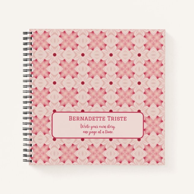 Name Text Rosa Moderne Blumenchic Hübsch Girl Notizbuch (Vorderseite)