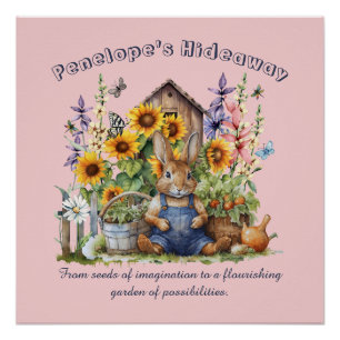 Name Text Sagen Blumengarten Sonnenblumen Kaninche Poster