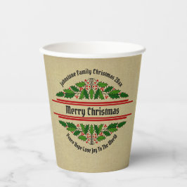 Name Text Weihnachten 20xx Holly ändern Pappbecher