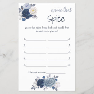 Name that Spice Bridal Shower Game Card Flyer