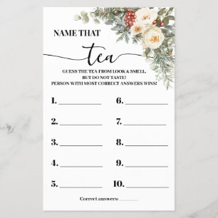 Name that Tee Winter Bridal Shower Spielkarte Flyer