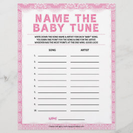 Name The Baby Tune [Luxury Lace [Pink] Letterhead Briefbogen