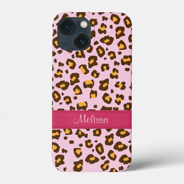 Name Tier Leopard Druck rosa braun Case-Mate iPhone Hülle (Rückseite)