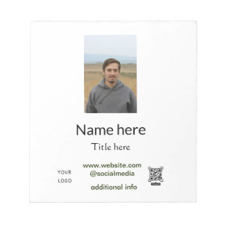 Name Titel hier Kontaktinfo QR-Code Logo Foto e Notizblock
