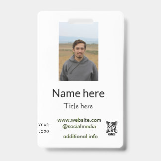 Name Titel hier Kontaktinformationen QR-Code Logo Ausweis