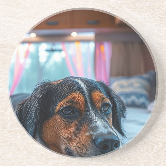 Name: Träumender Hund Getränkeuntersetzer (Vorne)