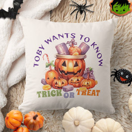 Name Trick oder Treat Spooky Kinder Halloween Cand Kissen