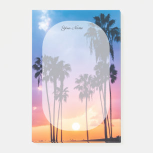 Name Tropical Vibrant Rainbow Sunset Palm Tree Post-it Klebezettel